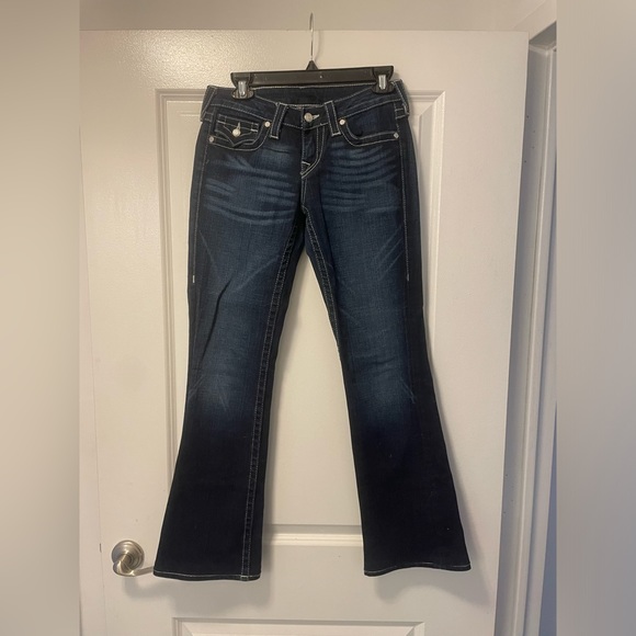 TRUE RELIGION WOMENS WORLD TOUR BECKY BOOTLEG JEANS W/ CRYSTAL BUTTONS SIZE 27 - Picture 4 of 16